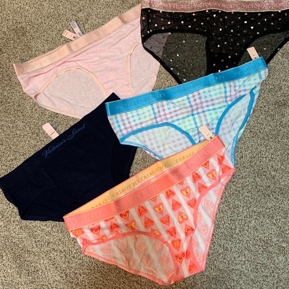 5 PAIR VICTORIA SECRET HIPSTER PANTIES SIZE L  #5